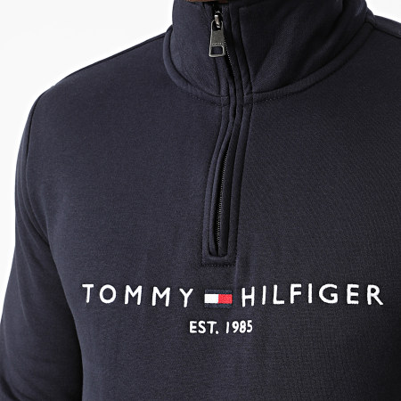 Tommy Hilfiger - Sweat Col Zippé Logo Mock Neck 0954 Bleu Marine