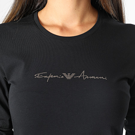 Emporio Armani - Camiseta de manga larga para mujer 163229 Negro
