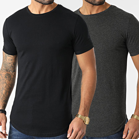 LBO - Lot de 2 Tee Shirts Oversize 2082 Noir Et Anthracite
