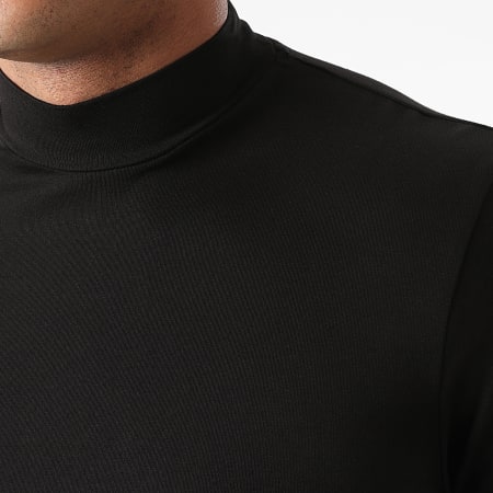 LBO - Lote de 2 camisetas lisas de manga larga con cuello alzado 2084 negro antracita