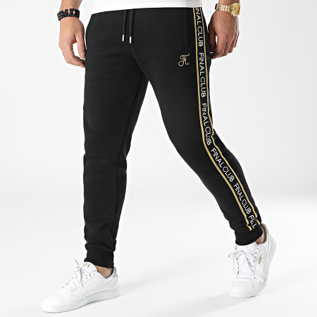 Final Club - Pantalones de chándal de rayas Luxury Edition con bordado de oro 786 Negro