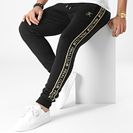 Final Club - Pantalones de chándal de rayas Luxury Edition con bordado de oro 786 Negro