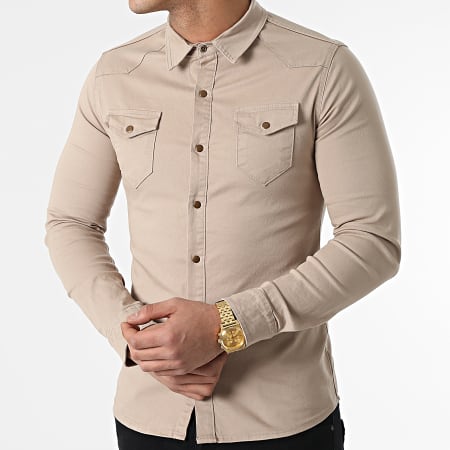 LBO - Chemise Jean Manches Longues 2086 Beige