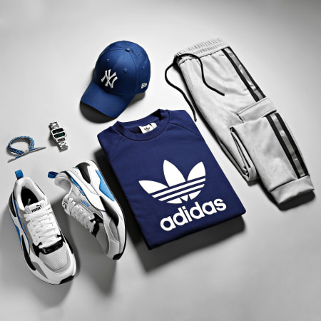 Adidas Originals - Felpa Trefoil con girocollo H06654 Blu navy
