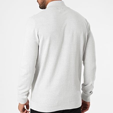 Deeluxe - Pull Col Cheminée Daly Gris Clair Chiné