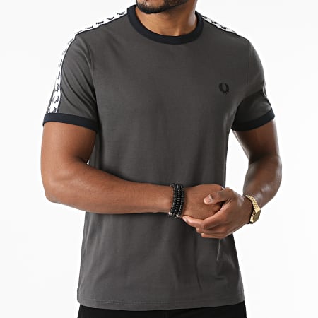 Fred Perry - Tee Shirt A Bandes Taped Ringer M6347 Gris Anthracite