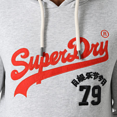 Superdry - Source M2011391A Felpa con cappuccio con logo vintage grigio erica