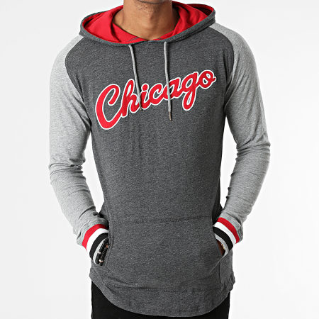Mitchell and Ness - Tee Shirt Manches Longues Capuche Chicago Bulls In The Zone Gris Anthracite
