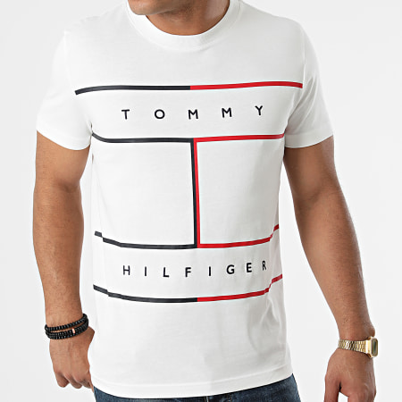 Tommy Hilfiger - Tee Shirt Large RWB Flag 5044 Blanc