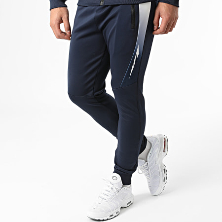 Zayne Paris Ensemble De Survetement A Bande E276 Bleu Marine Blanc Ryses