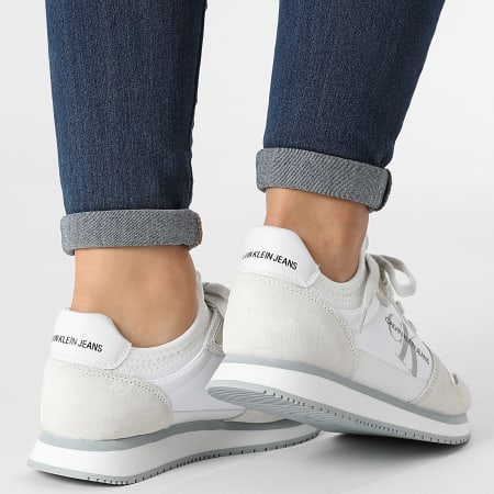 Calvin Klein - Baskets Femme Runner Lace Up Sneaker Sock 0462 Bright White