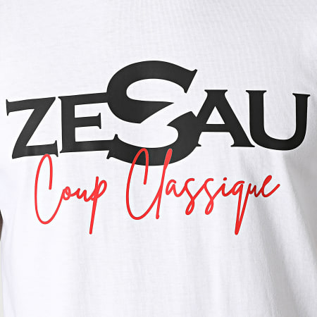 Zesau - Tee Shirt Coup Classique Blanc Noir