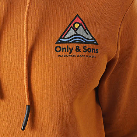 Only And Sons - Felpa con cappuccio arancione Ben Life