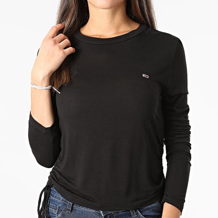 Tommy Jeans - Tee Shirt Manches Longues Femme Side Knot 1016 Noir