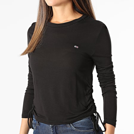 Tommy Jeans - Tee Shirt Manches Longues Femme Side Knot 1016 Noir