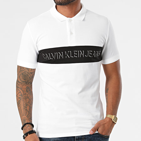 Calvin Klein - Polo Manches Courtes Colorblock Shadow 8636 Blanc