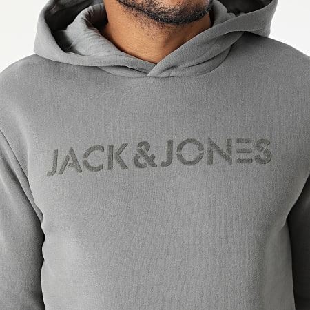 Jack And Jones - Felpa con cappuccio in nichel grigio