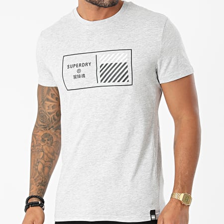 Superdry - Tee Shirt Train Core Graphic MS310944A Gris Chiné