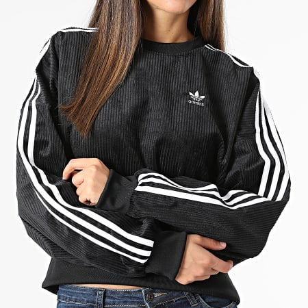Adidas Originals - Sudadera corta con cuello redondo para mujer H37848 Black