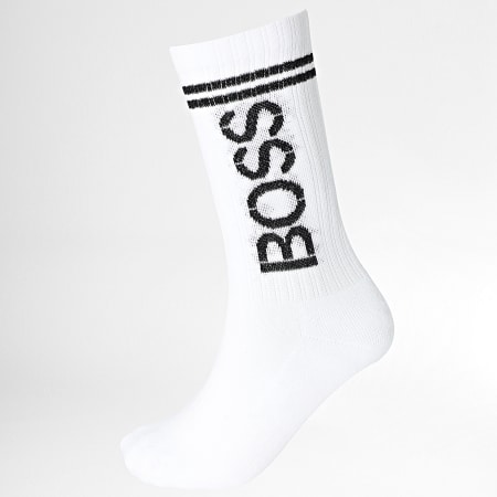 BOSS - Coppia di calzini QS Rib Shine Logo 50462460 Bianco