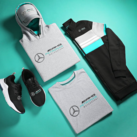 AMG Mercedes - Camiseta con logo grande 141101016 Gris jaspeado