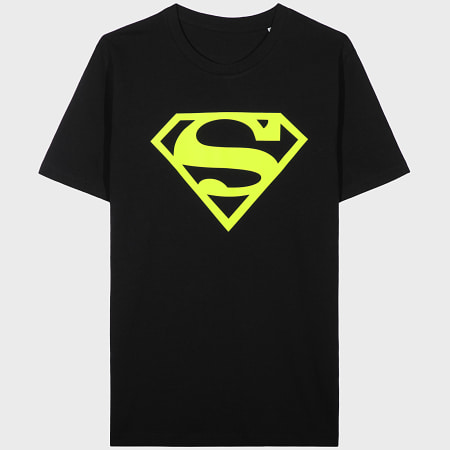 DC Comics - Camiseta Infantil Logo Negra Amarilla Fluo