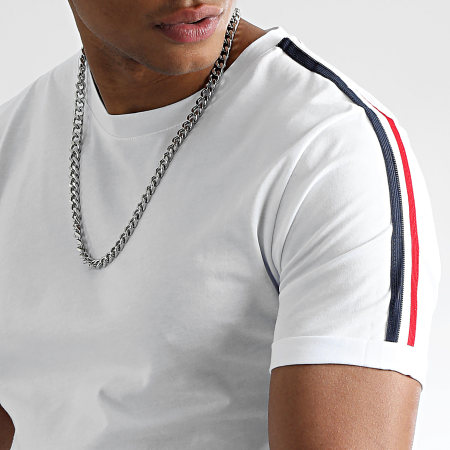 LBO - Tee Shirt Oversize Avec Bandes Bleu Blanc Rouge 1391 Blanc