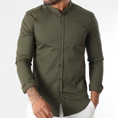 LBO - Chemise Manches Longues Col Mao Slim Fit 1706 Vert Kaki