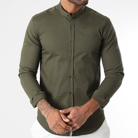 LBO - Chemise Manches Longues Col Mao Slim Fit 1706 Vert Kaki