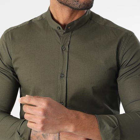 LBO - Chemise Manches Longues Col Mao Slim Fit 1706 Vert Kaki