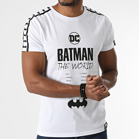 DC Comics - Camiseta The World Stripe Blanco
