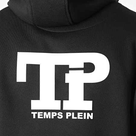 Temps Plein - Sweat Outdoor Col Zippé Logo Noir Blanc