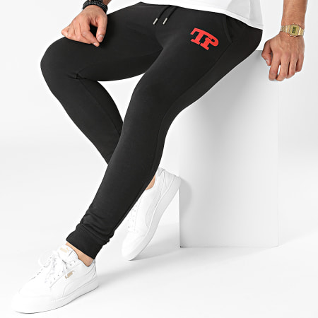 Temps Plein - Pantalon Jogging Logo Noir Rouge