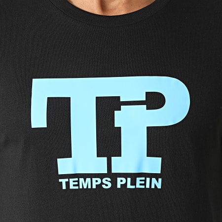 Temps Plein - Tee Shirt Logo Noir Bleu Ciel