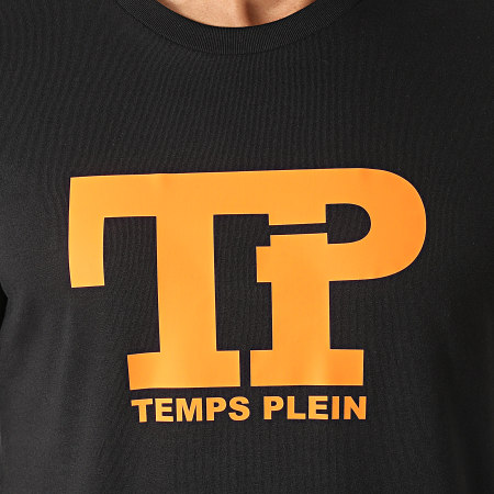 Temps Plein - Tee Shirt Logo Noir Orange