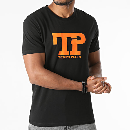Temps Plein - Tee Shirt Logo Noir Orange