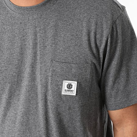 Element - Tee Shirt Poche Basic Pocket Label Gris Chiné