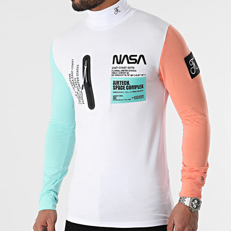 Final Club - Tee Shirt Col Roulé Manches Longues Nasa Space Limited Edition Pastel 825 Blanc