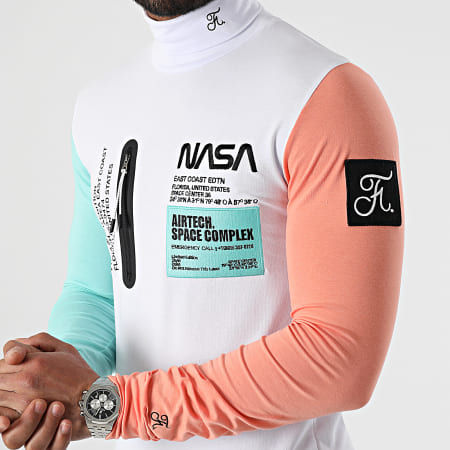 Final Club - Tee Shirt Col Roulé Manches Longues Nasa Space Limited Edition Pastel 825 Blanc