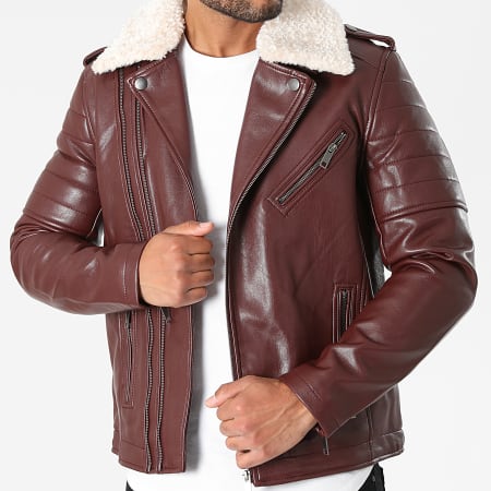 Frilivin - Veste Zippée Col Mouton Bordeaux