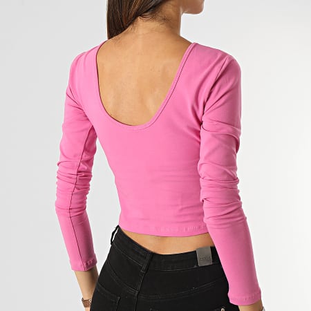 Only - Top Crop Manches Longues Femme Pure Life Rose