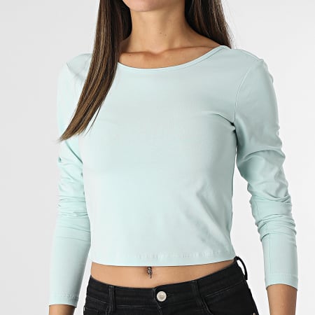 Only - Top Crop Manches Longues Femme Pure Life Turquoise