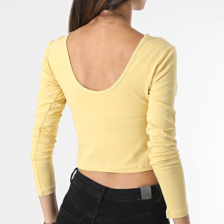 Only - Top Crop Manches Longues Femme Pure Life Jaune