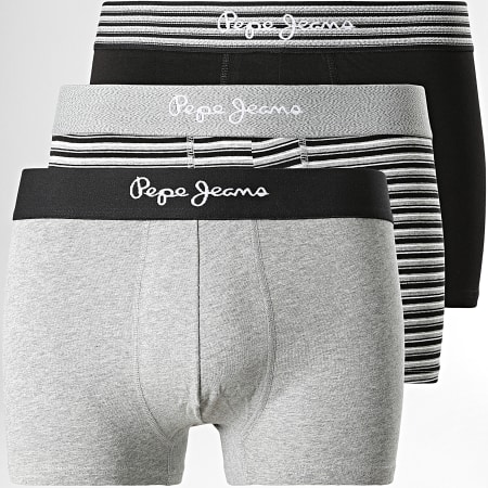 Pepe Jeans - Set di 3 boxer Rankin, nero e grigio