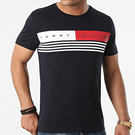 Tommy Hilfiger - Tee Shirt Corp Chest Stripe 0327 Bleu Marine