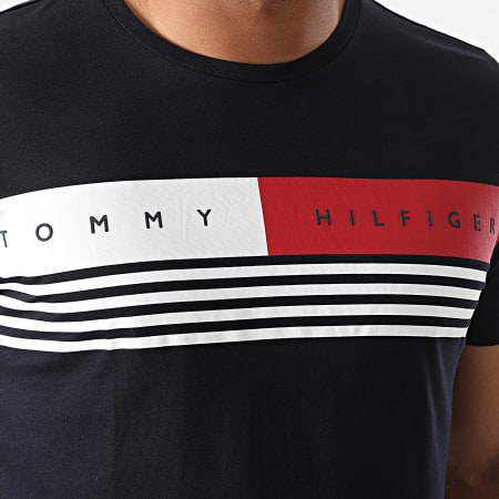 Tommy Hilfiger - Camiseta Corp Pecho Raya 0327 Azul Marino