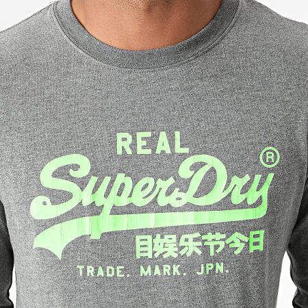 Superdry - AC Logo Vintage Camiseta de manga larga M6010546A Gris jaspeado