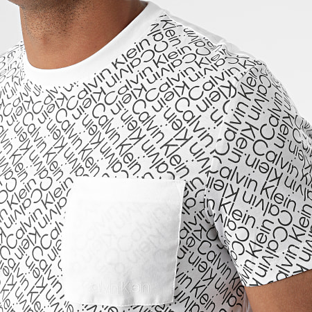 Calvin Klein - Tee Shirt Poche Allover Logo Print 7635 Blanc