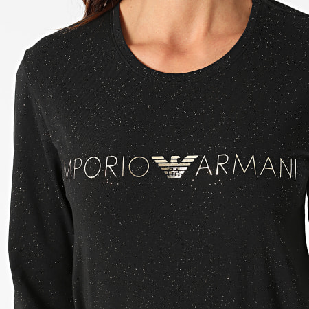 Emporio Armani - Tee Shirt Manches Longues Femme 146273 Noir Doré