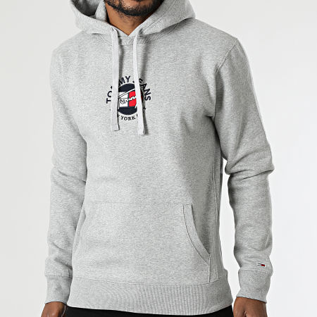 Tommy Jeans - Sudadera con capucha Timeless 2 1628 gris jaspeado